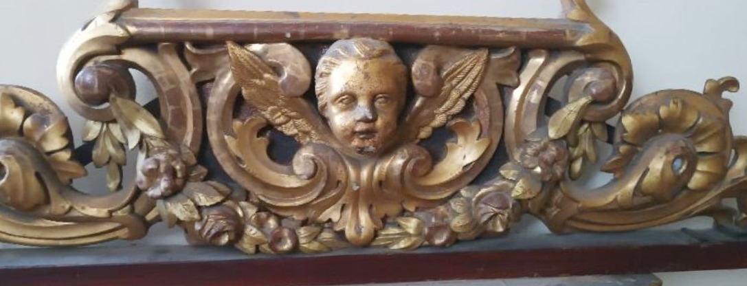 Grande antico fregio in legno dorato e intagliato xix secolo-photo-4
