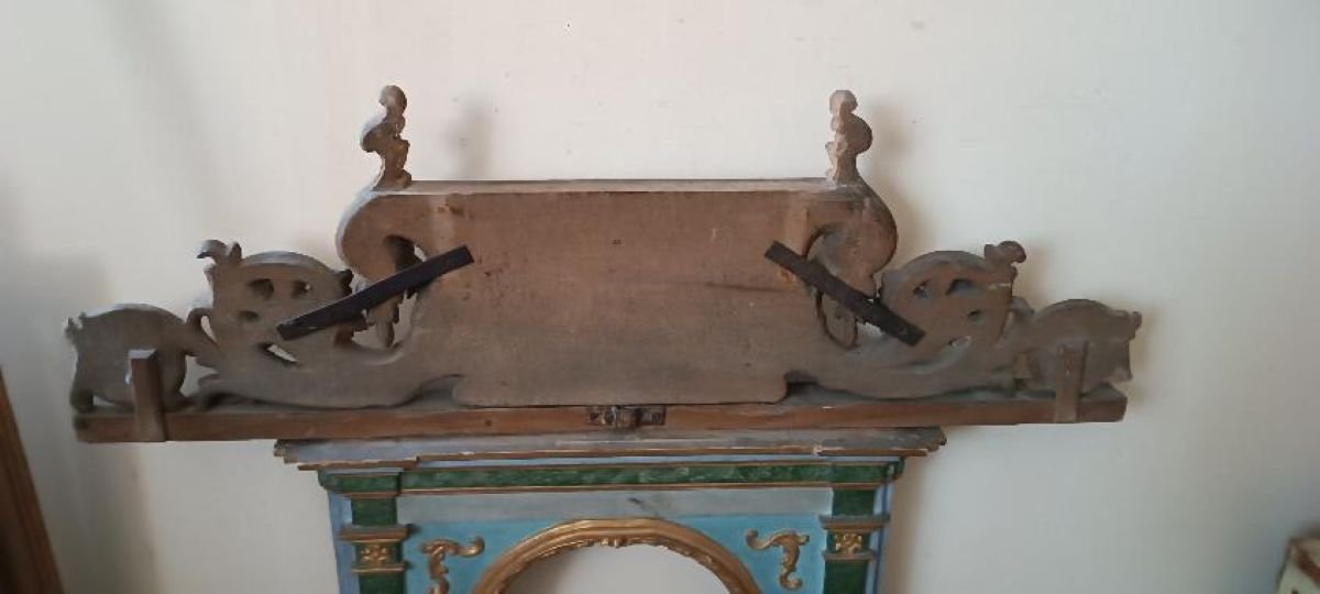 Grande antico fregio in legno dorato e intagliato xix secolo-photo-5
