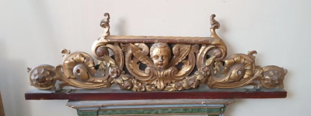 Grande antico fregio in legno dorato e intagliato xix secolo-photo-8