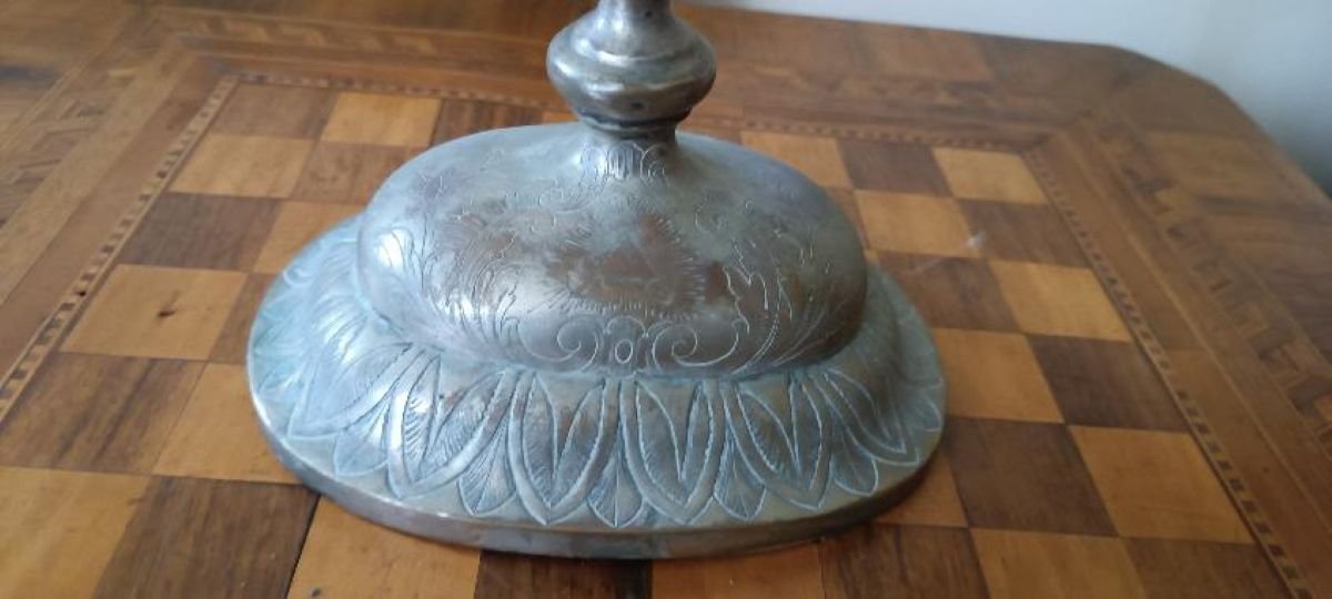 Ostensorio antico in metallo argentato e parte in argento H.53 CM-photo-7