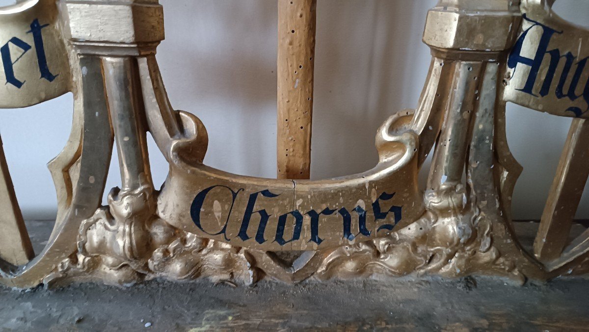 Trittico Candelieri legno dorato da altare neogotici L.213 CM-photo-7