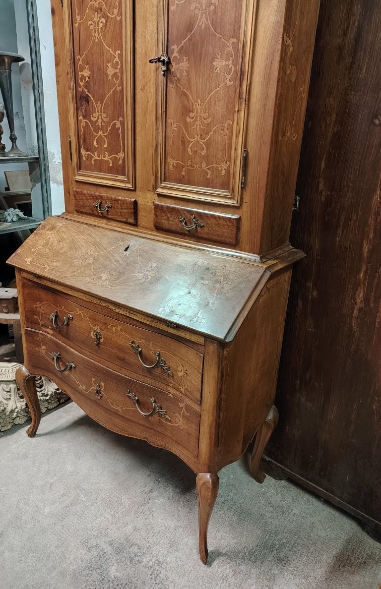 trumeau mosso in legno massello intarsiato  stile Luigi XV dei primi del Novecento Elegante li-photo-4