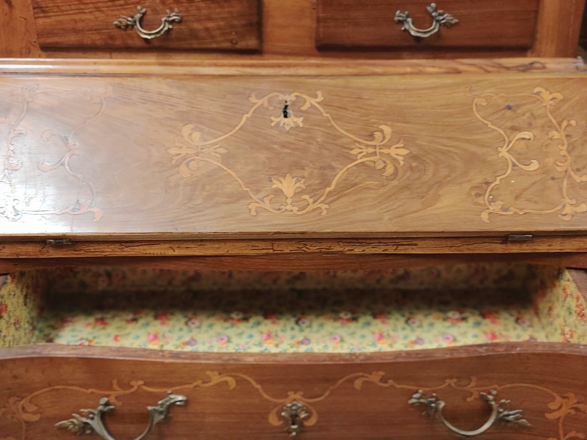 trumeau mosso in legno massello intarsiato  stile Luigi XV dei primi del Novecento Elegante li-photo-3