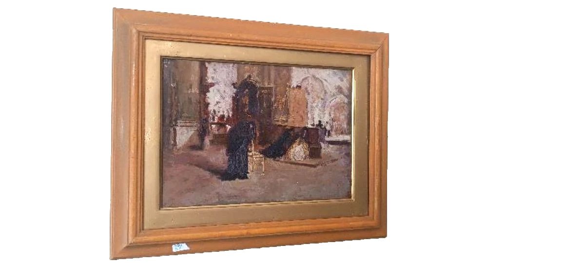 Olio su tavola -inizi xx secolo-interno chiesa-photo-2