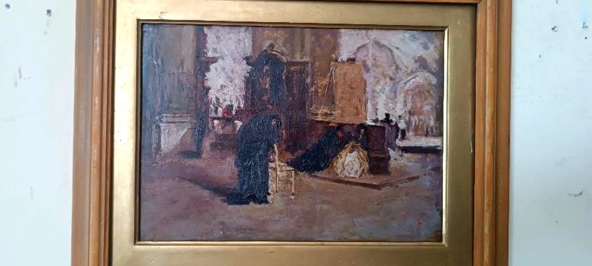 Olio su tavola -inizi xx secolo-interno chiesa-photo-4