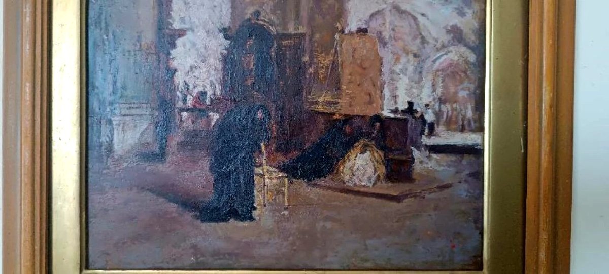 Olio su tavola -inizi xx secolo-interno chiesa-photo-1