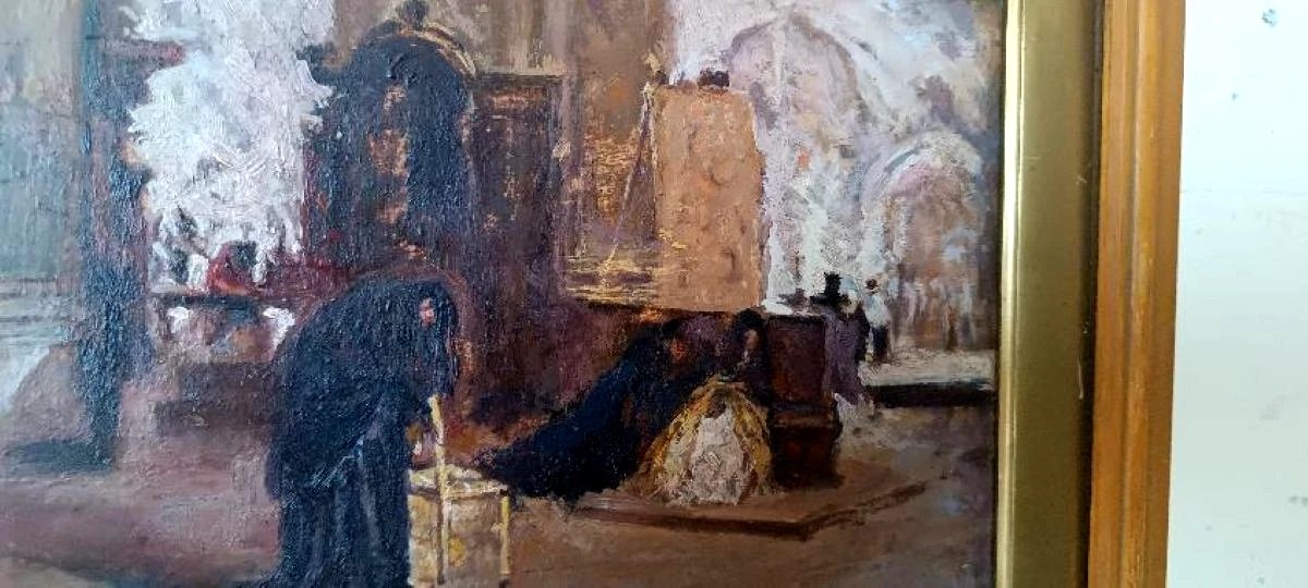 Olio su tavola -inizi xx secolo-interno chiesa-photo-2