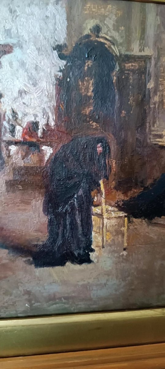 Olio su tavola -inizi xx secolo-interno chiesa-photo-3