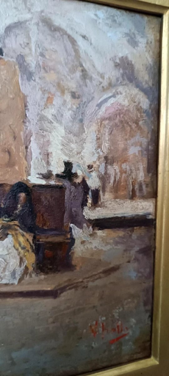 Olio su tavola -inizi xx secolo-interno chiesa-photo-4