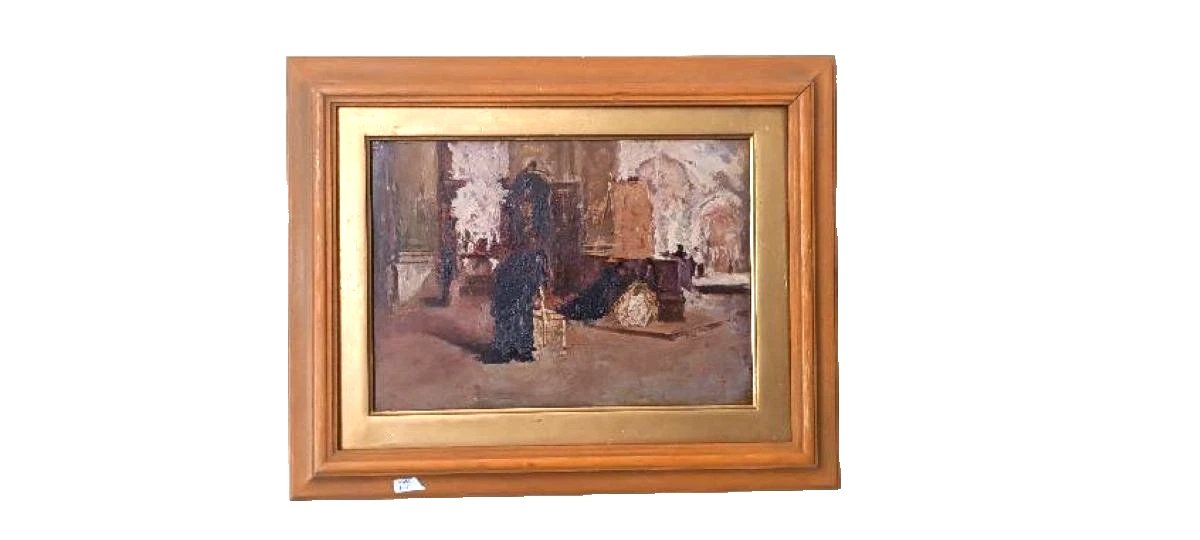 Olio su tavola -inizi xx secolo-interno chiesa