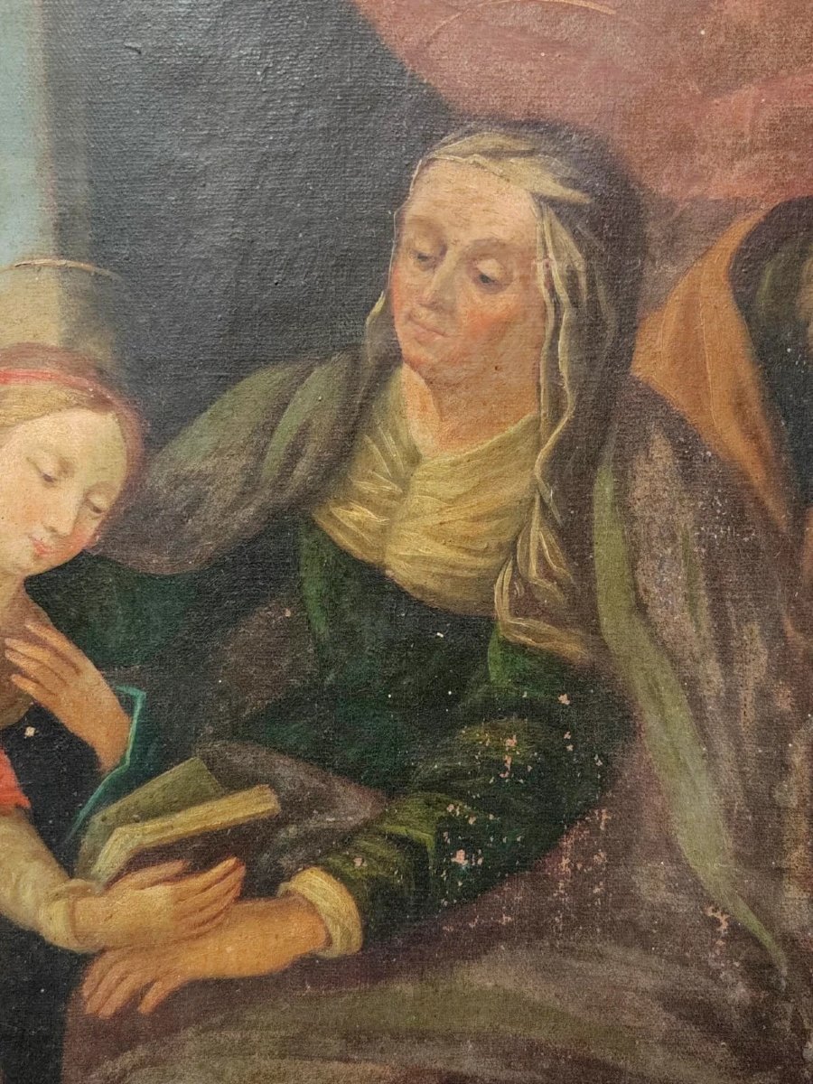 DIPINTO SU TELA XVII SECOLO EDUCAZIONE DELLA VERGINE-photo-2