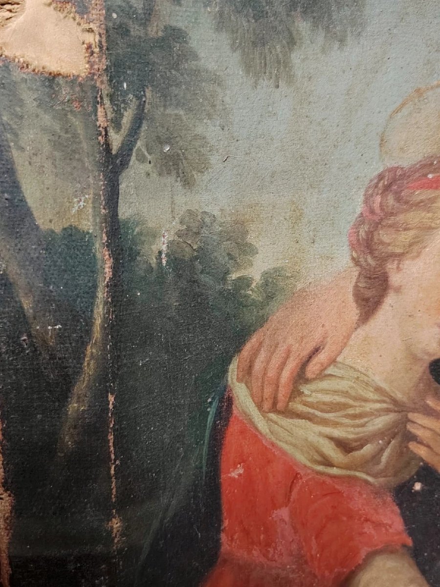 DIPINTO SU TELA XVII SECOLO EDUCAZIONE DELLA VERGINE-photo-3