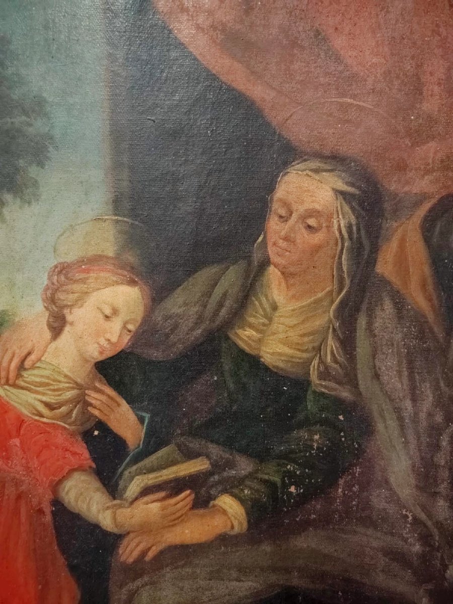DIPINTO SU TELA XVII SECOLO EDUCAZIONE DELLA VERGINE-photo-3
