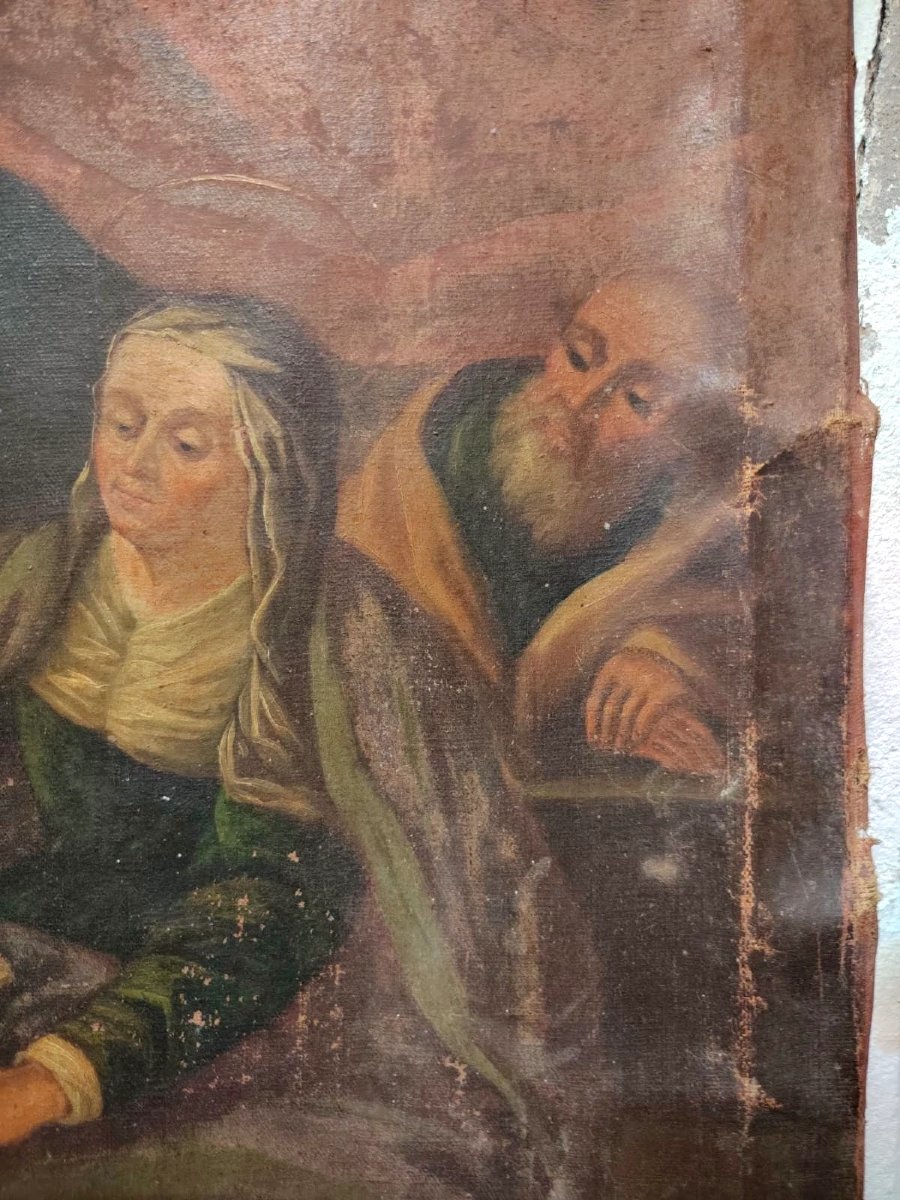 DIPINTO SU TELA XVII SECOLO EDUCAZIONE DELLA VERGINE-photo-4