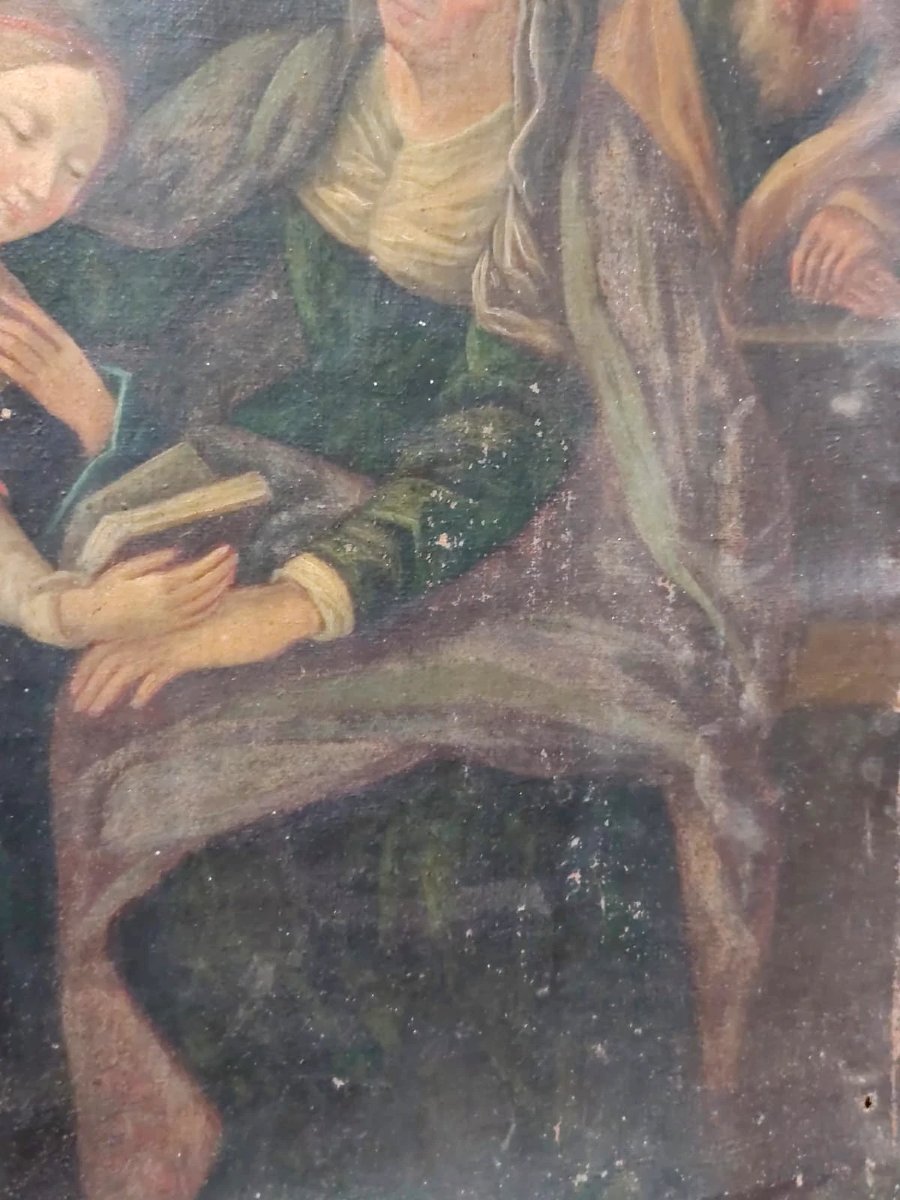 DIPINTO SU TELA XVII SECOLO EDUCAZIONE DELLA VERGINE-photo-5