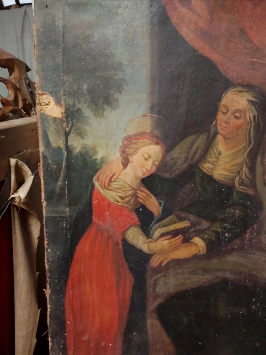 DIPINTO SU TELA XVII SECOLO EDUCAZIONE DELLA VERGINE-photo-7