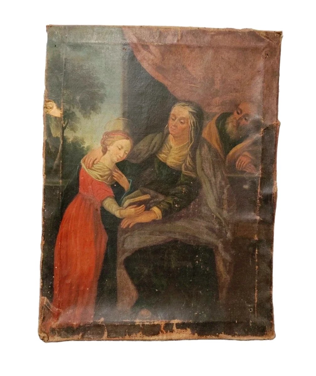 DIPINTO SU TELA XVII SECOLO EDUCAZIONE DELLA VERGINE
