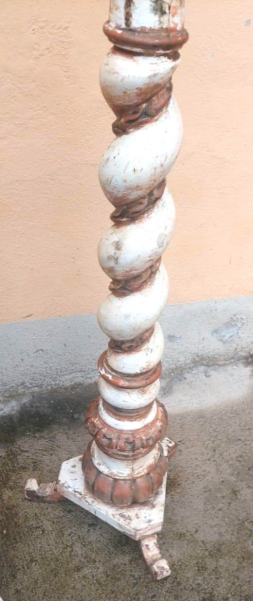 Antica grande  coppia di torcere barocche XVIII h.130 cm-photo-1