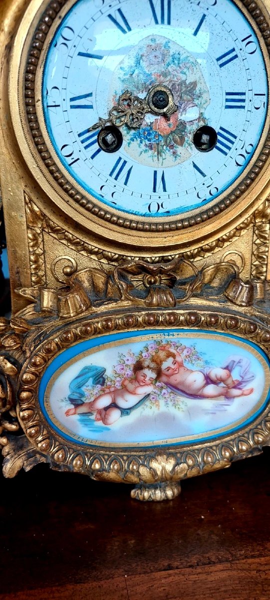 Antico Orologio Da Tavolo Bronzo Dorato porcellana sevres Francia Fine 800-photo-3
