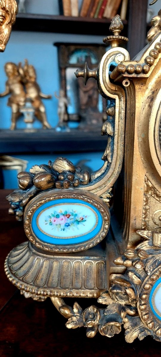 Antico Orologio Da Tavolo Bronzo Dorato porcellana sevres Francia Fine 800-photo-4