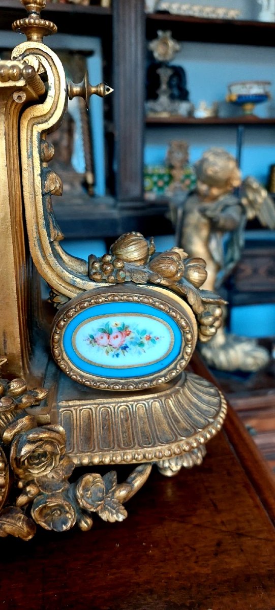 Antico Orologio Da Tavolo Bronzo Dorato porcellana sevres Francia Fine 800-photo-1