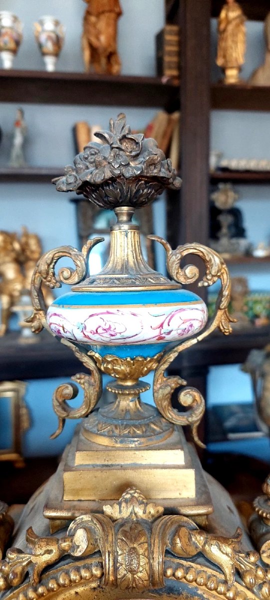 Antico Orologio Da Tavolo Bronzo Dorato porcellana sevres Francia Fine 800-photo-3