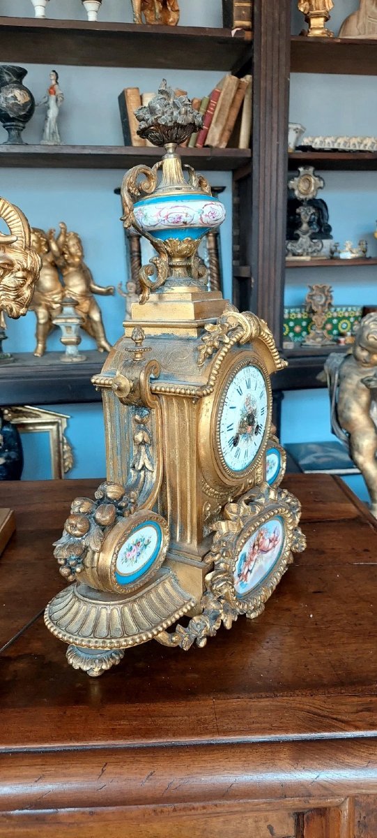 Antico Orologio Da Tavolo Bronzo Dorato porcellana sevres Francia Fine 800-photo-5