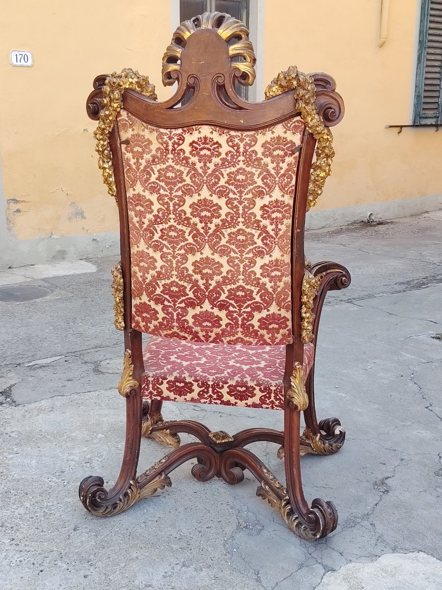 Grande trono da parata barocco intagliato e dotato XIX secolo-photo-2