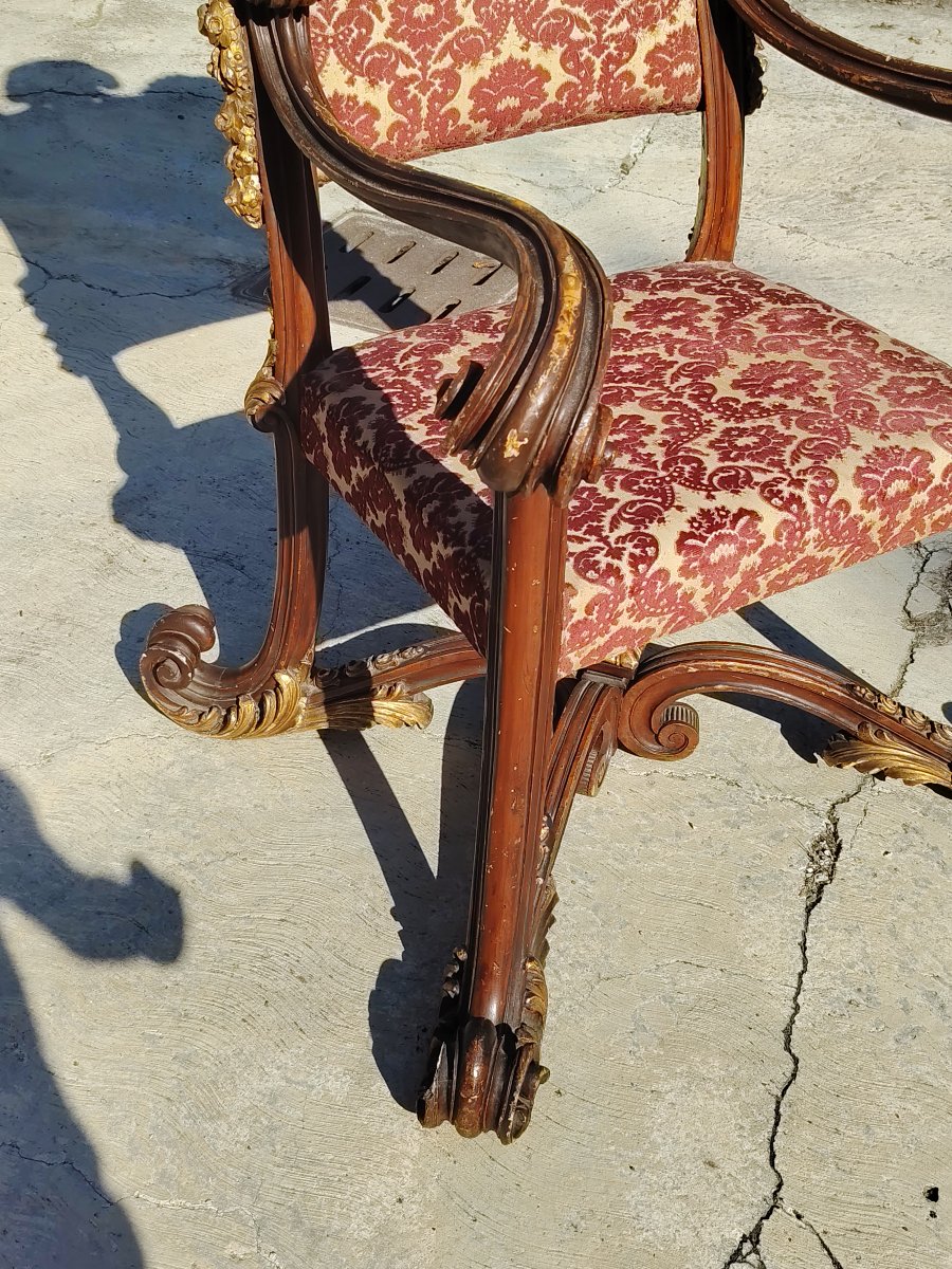 Grande trono da parata barocco intagliato e dotato XIX secolo-photo-4