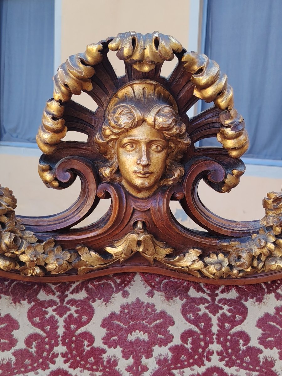 Grande trono da parata barocco intagliato e dotato XIX secolo-photo-3