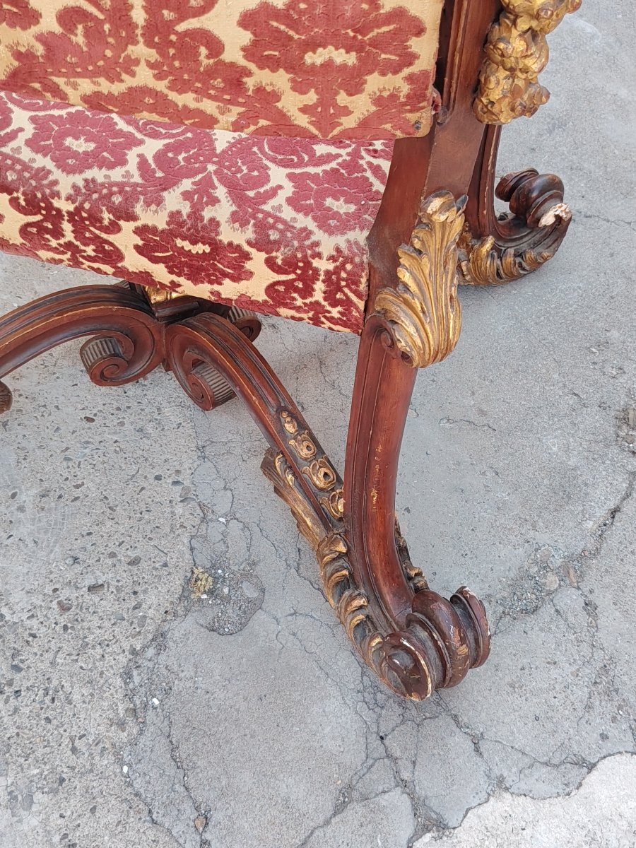 Grande trono da parata barocco intagliato e dotato XIX secolo-photo-5