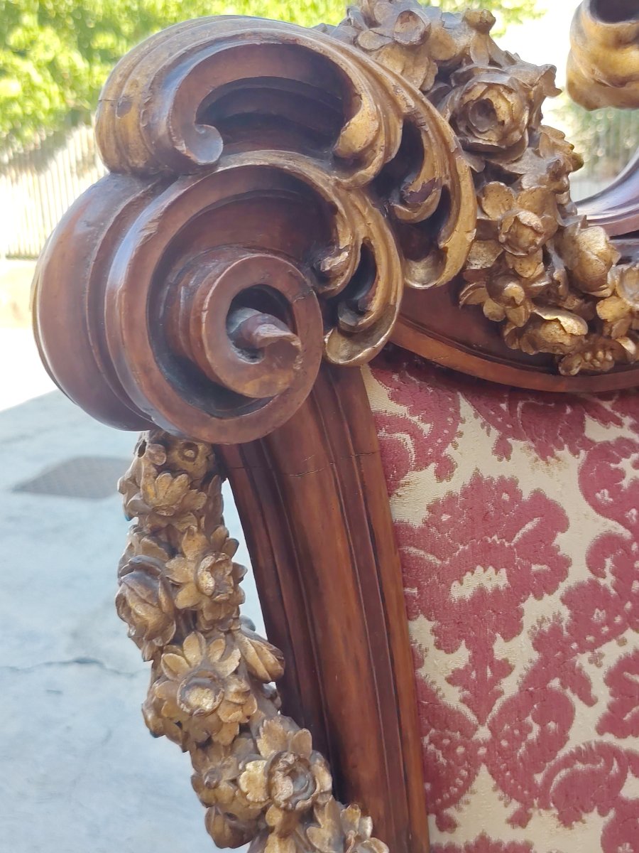 Grande trono da parata barocco intagliato e dotato XIX secolo-photo-6