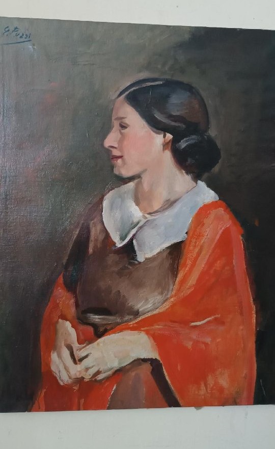 DIPINTO ANTICO RITRATTO FEMMINILE OLIO SU TELA ENNIO POZZI ( 1893-1972 )-photo-2