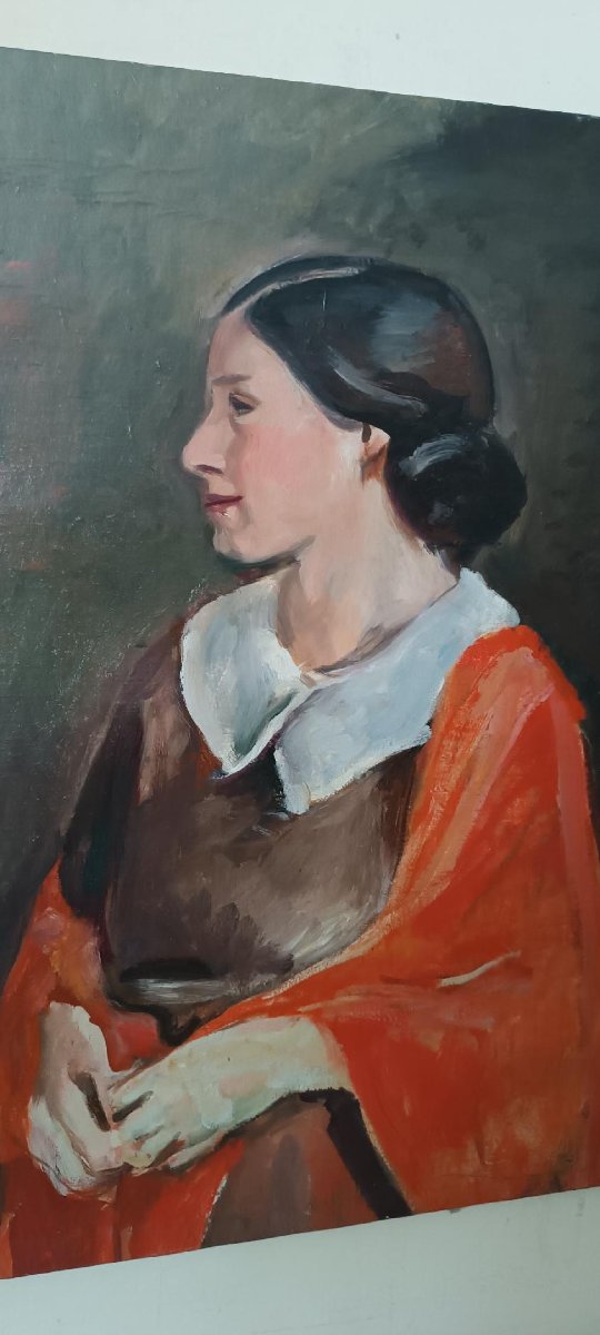 DIPINTO ANTICO RITRATTO FEMMINILE OLIO SU TELA ENNIO POZZI ( 1893-1972 )-photo-3