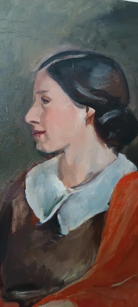 DIPINTO ANTICO RITRATTO FEMMINILE OLIO SU TELA ENNIO POZZI ( 1893-1972 )-photo-4
