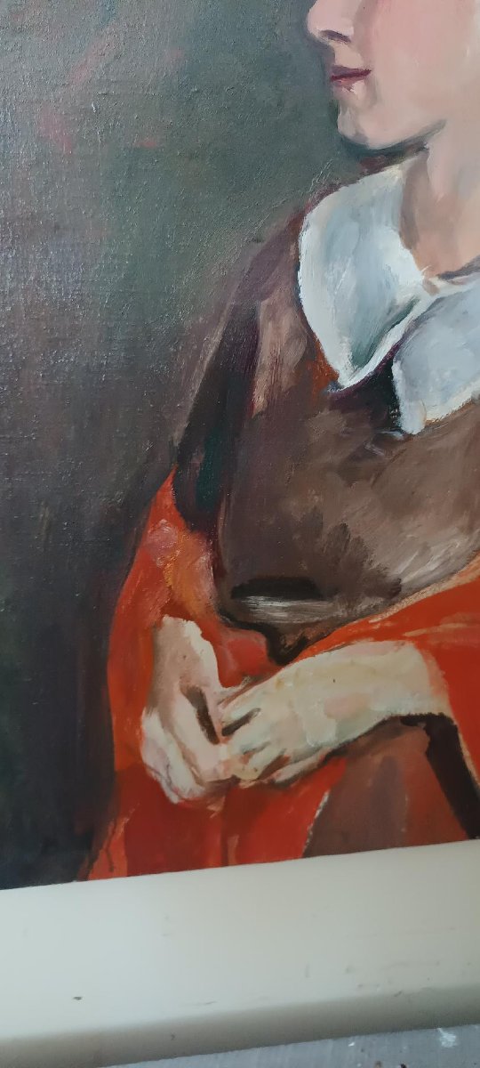 DIPINTO ANTICO RITRATTO FEMMINILE OLIO SU TELA ENNIO POZZI ( 1893-1972 )-photo-1