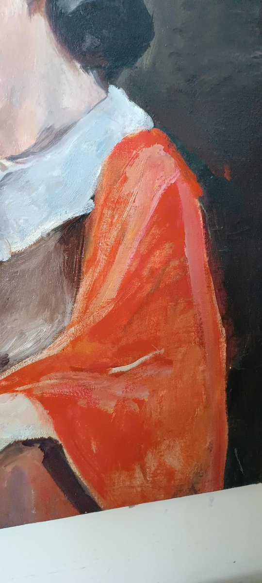 DIPINTO ANTICO RITRATTO FEMMINILE OLIO SU TELA ENNIO POZZI ( 1893-1972 )-photo-2
