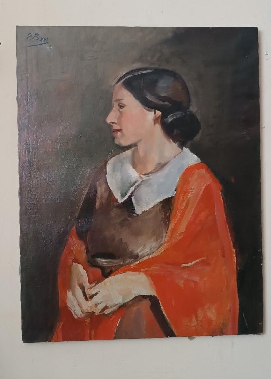 DIPINTO ANTICO RITRATTO FEMMINILE OLIO SU TELA ENNIO POZZI ( 1893-1972 )