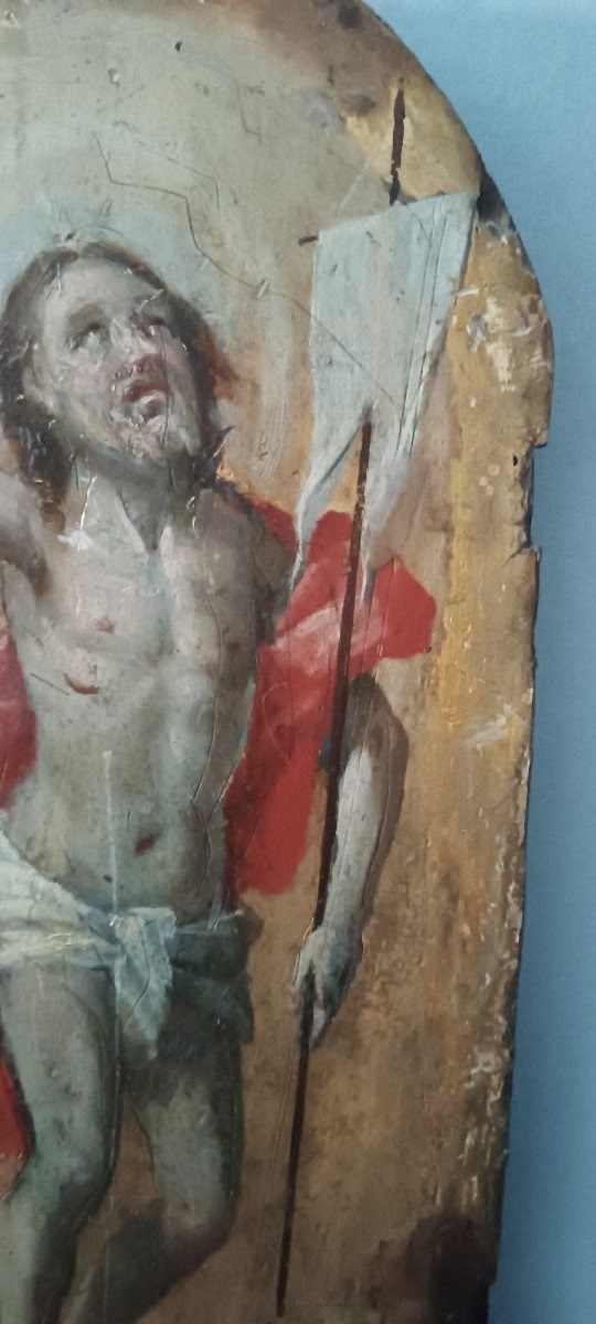 Antica tavola fondo oro , Cristo Risorto ,sportello tabernacolo o ciborio.-photo-3