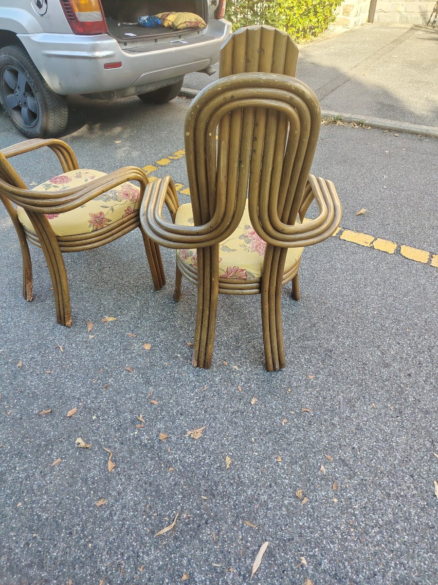 coppia di originali poltrone  anni '70 design Italiano in  bambù curvato ,  -photo-7