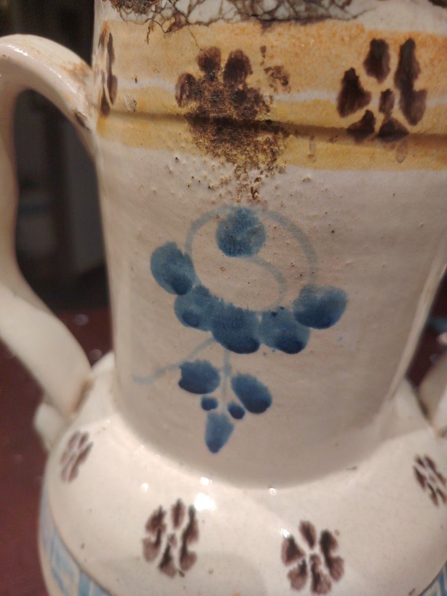 antica ciarla (o anfora a due manici) in maiolica dipinta  metà del XIX -photo-8