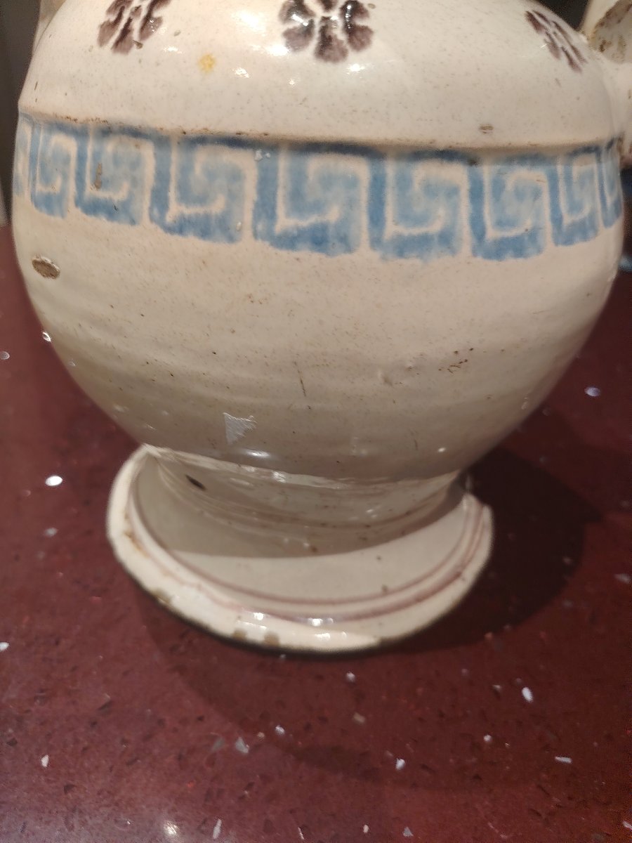 antica ciarla (o anfora a due manici) in maiolica dipinta  metà del XIX -photo-3