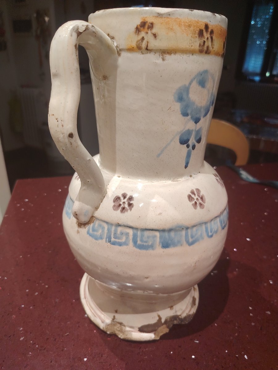 antica ciarla (o anfora a due manici) in maiolica dipinta  metà del XIX -photo-5