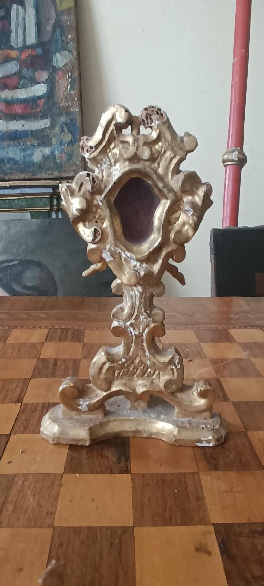 Reliquiario in legno dorato XVIII secolo-photo-2