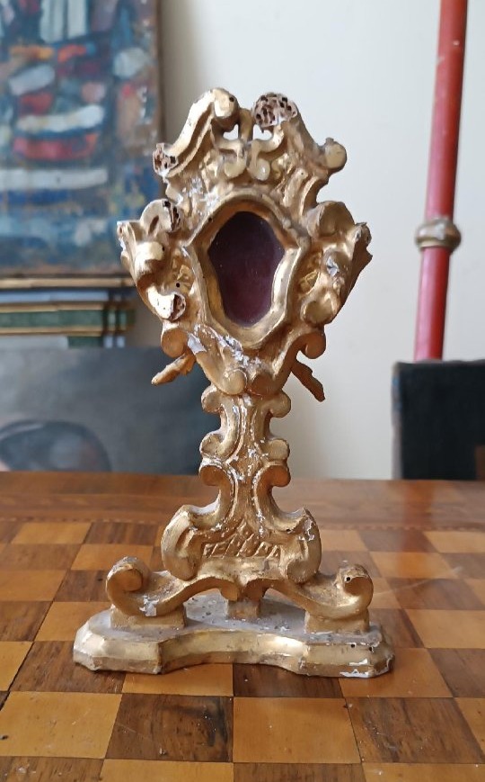 Reliquiario in legno dorato XVIII secolo-photo-1