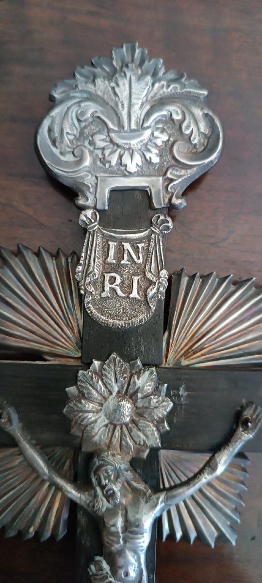 Antico crocifisso ,acquasantiera ,in argento XIX secolo Napoli-photo-4