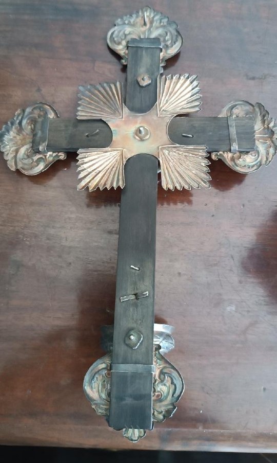 Antico crocifisso ,acquasantiera ,in argento XIX secolo Napoli-photo-5