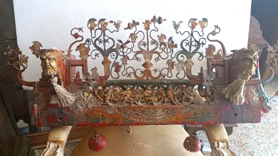 Importante parte di carretto siciliano Fratelli Vaccaro - Vizzini primi xx secolo -Lampadario-photo-2