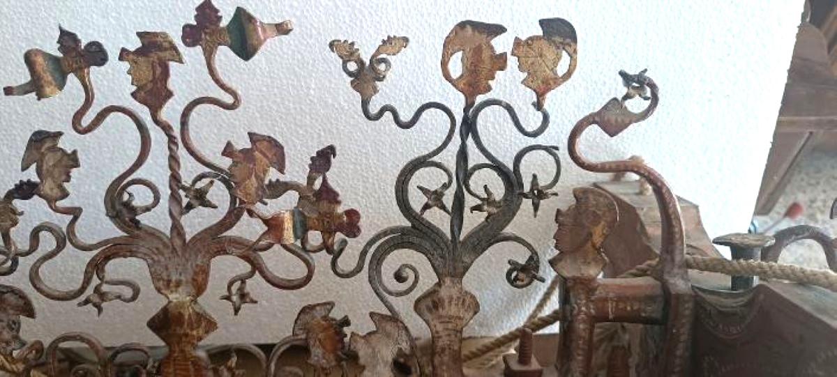 Importante parte di carretto siciliano Fratelli Vaccaro - Vizzini primi xx secolo -Lampadario-photo-3