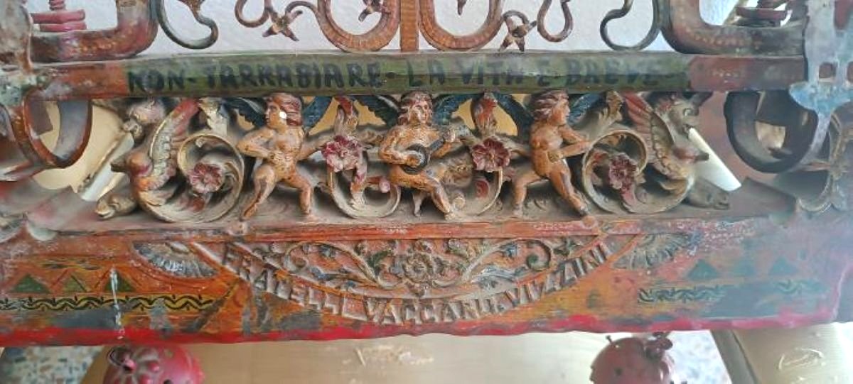 Importante parte di carretto siciliano Fratelli Vaccaro - Vizzini primi xx secolo -Lampadario-photo-4